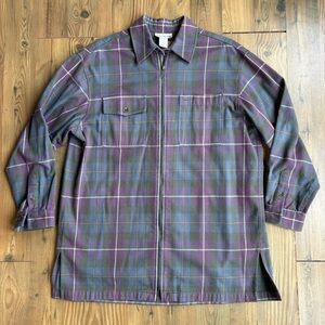 Vintage Jones NY Plaid Purple flannel zip-up Sz M